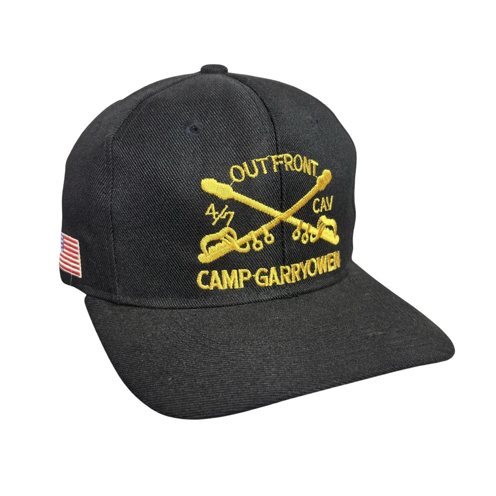 Camp Garryowen Hat Cap Snap Back Black Outfront 4/7 Cavalry Korea US Flags Mens